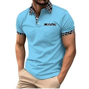 Mens blue golf Activewear polo shirt